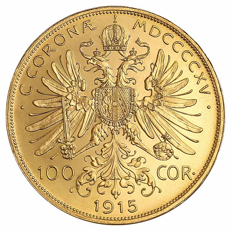 10 Kronen Goldmünze - Franz Joseph I - Austria - Österreich - Rückseite  | Beispielbild