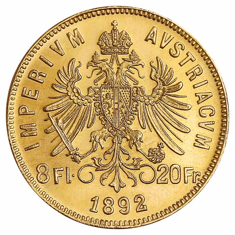 8 Florin Goldmünze - Franz Joseph I - Österreich - Rückseite | Beispielbild