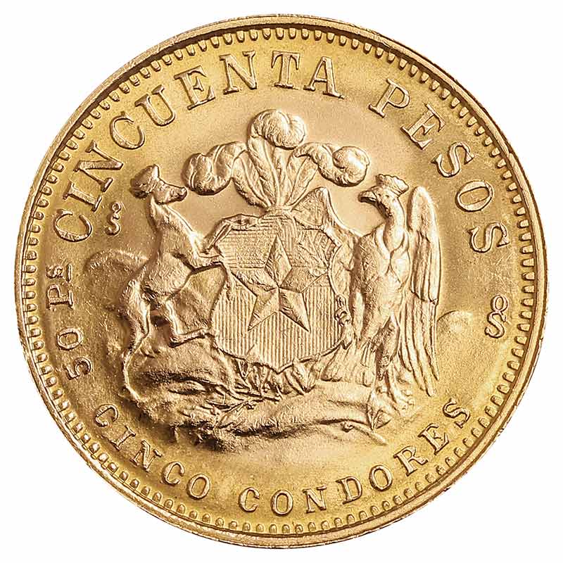 50 Pesos Goldmünze - Chile - Rückseite