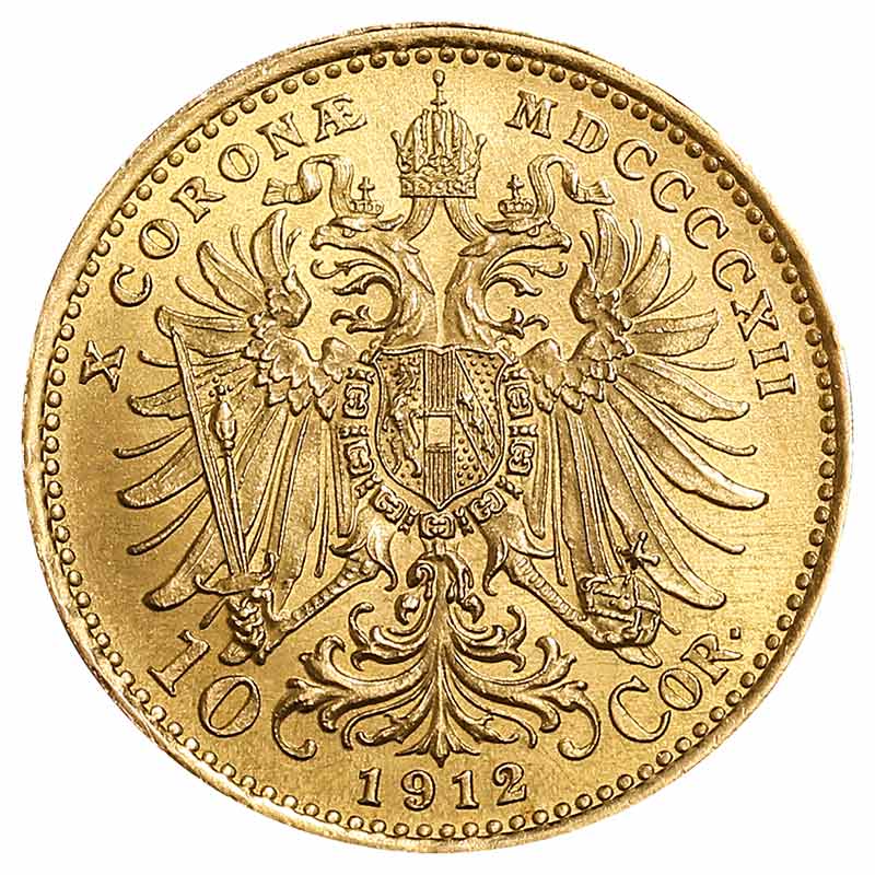 10 Kronen Goldmünze - Franz Joseph I - Austria - Österreich - Rückseite | Beispielbild